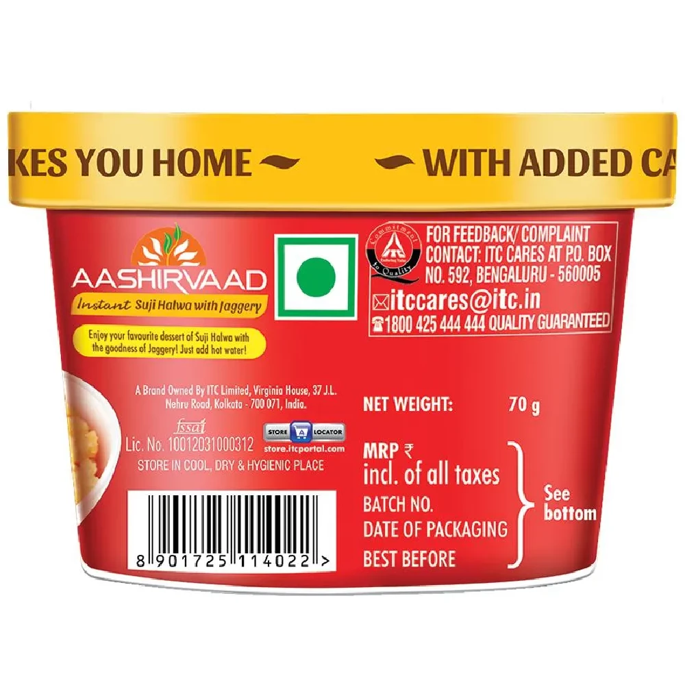 Aashirvaad Instant Suji Halwa With Jaggery - Ready In Minutes, 70g-3.webp